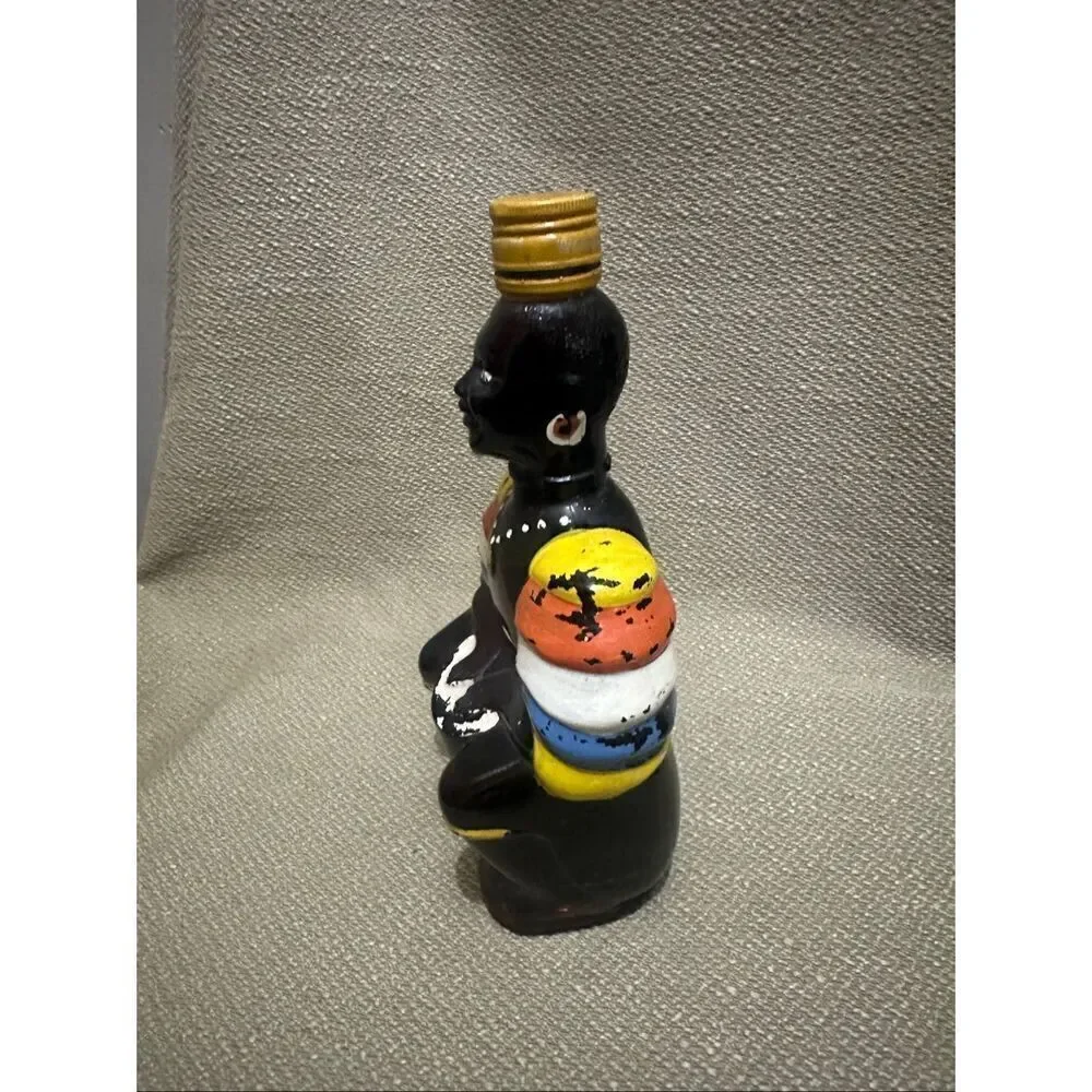Vintage1970s Old Oak Rum Bottle Angostura Trinidad Native Drummer No Hat Empty